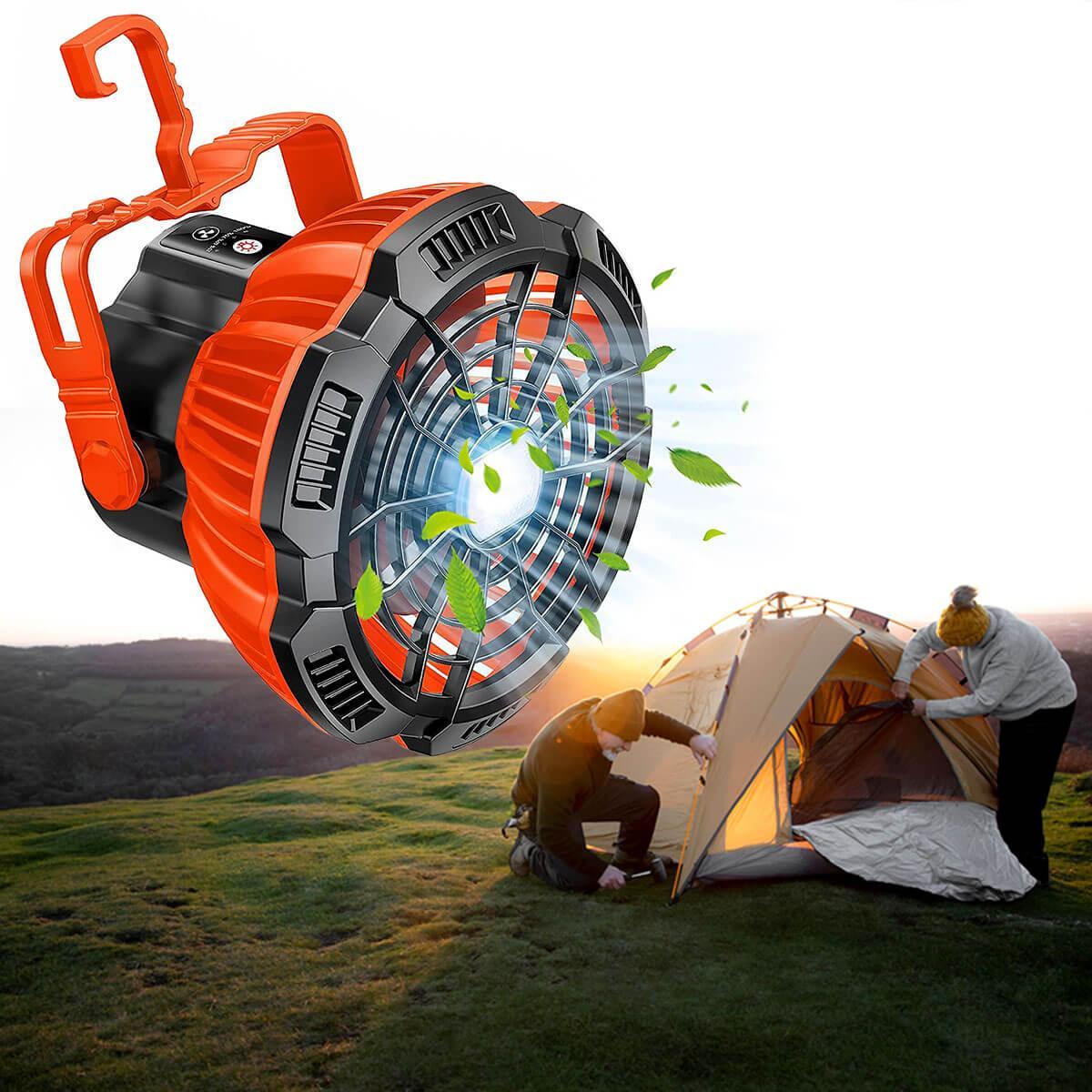 Draagbare kampeer ventilator + LED-lamp - Lichtgewicht en stil in gebruik - Image 6