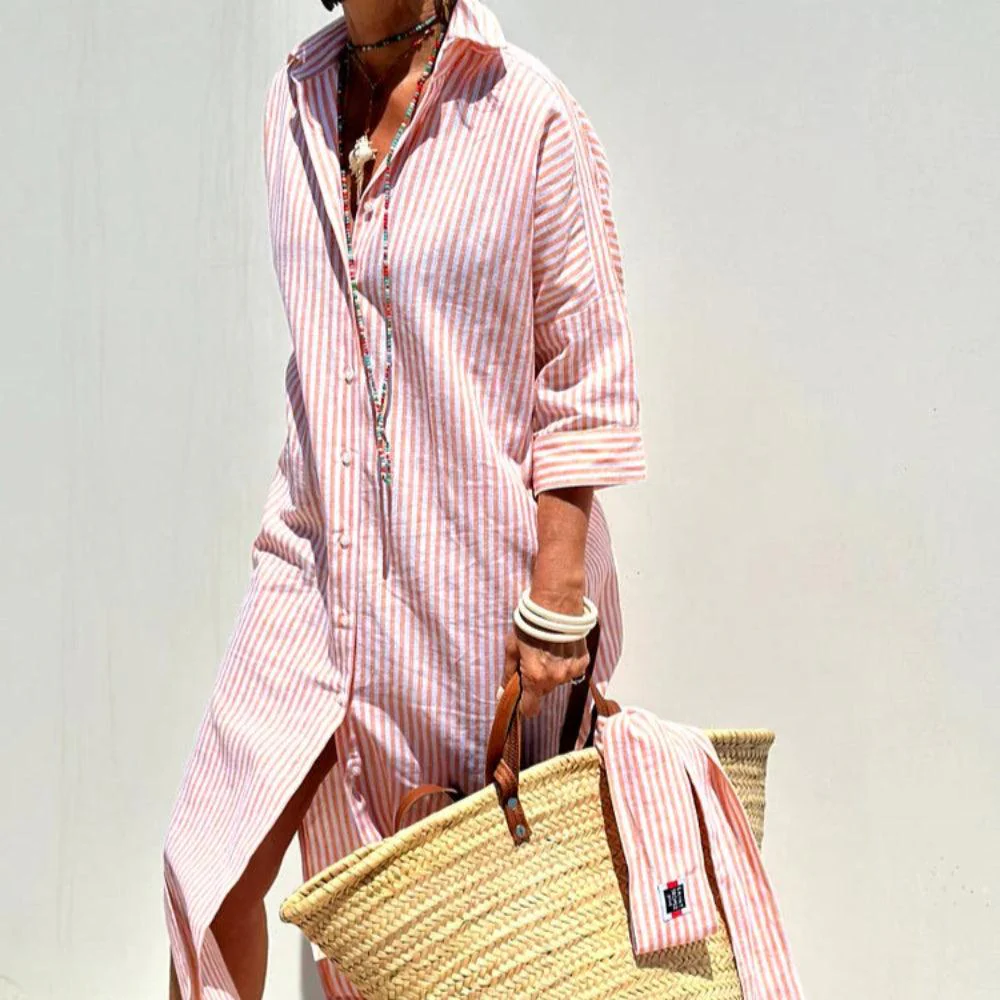 Ellen | Gestreepte zomerjurk met split - Image 3