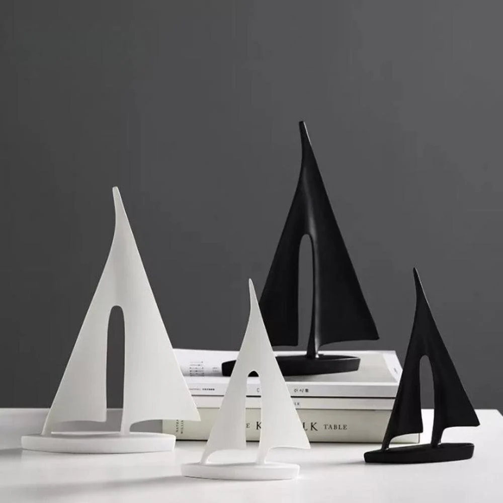 Minimalistische zeilboot sculptuur decoratie - Image 2