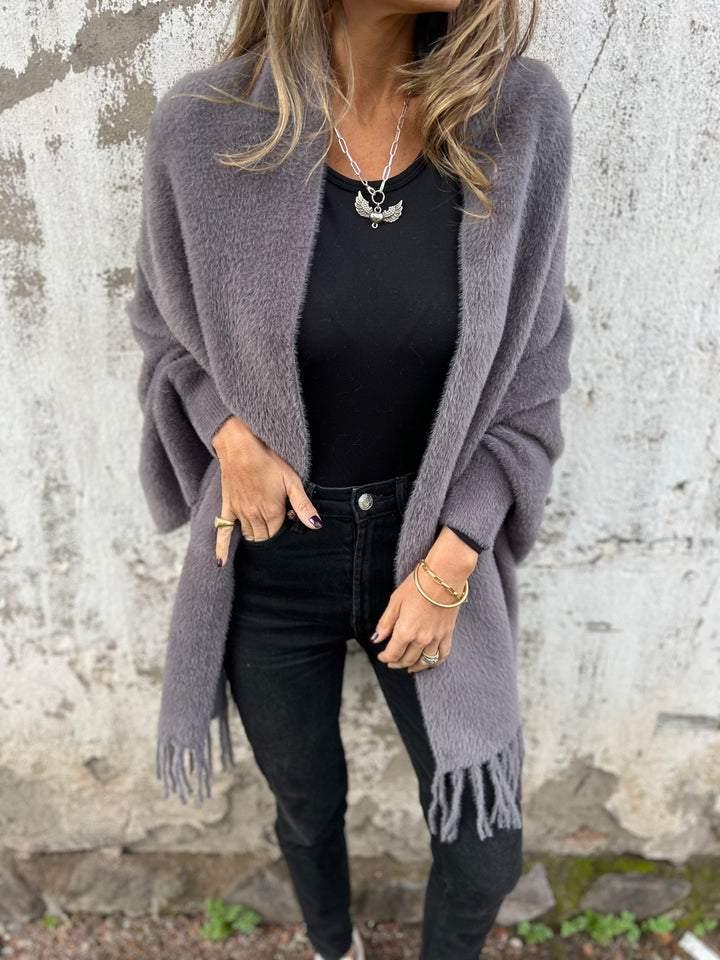 Nora | Dames wintervest met franjes en lange mouwen - Image 2