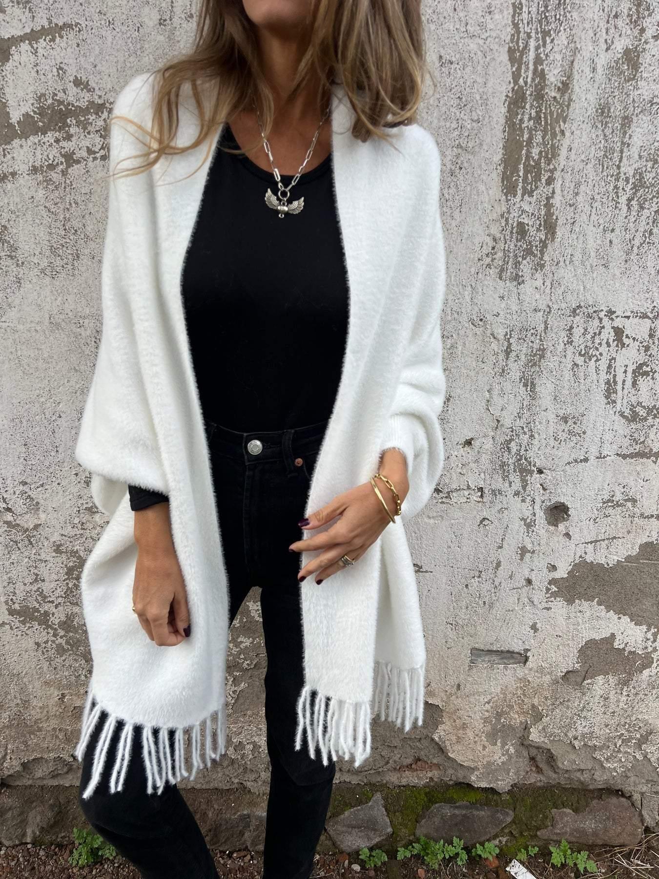 Nora | Dames wintervest met franjes en lange mouwen - Image 4