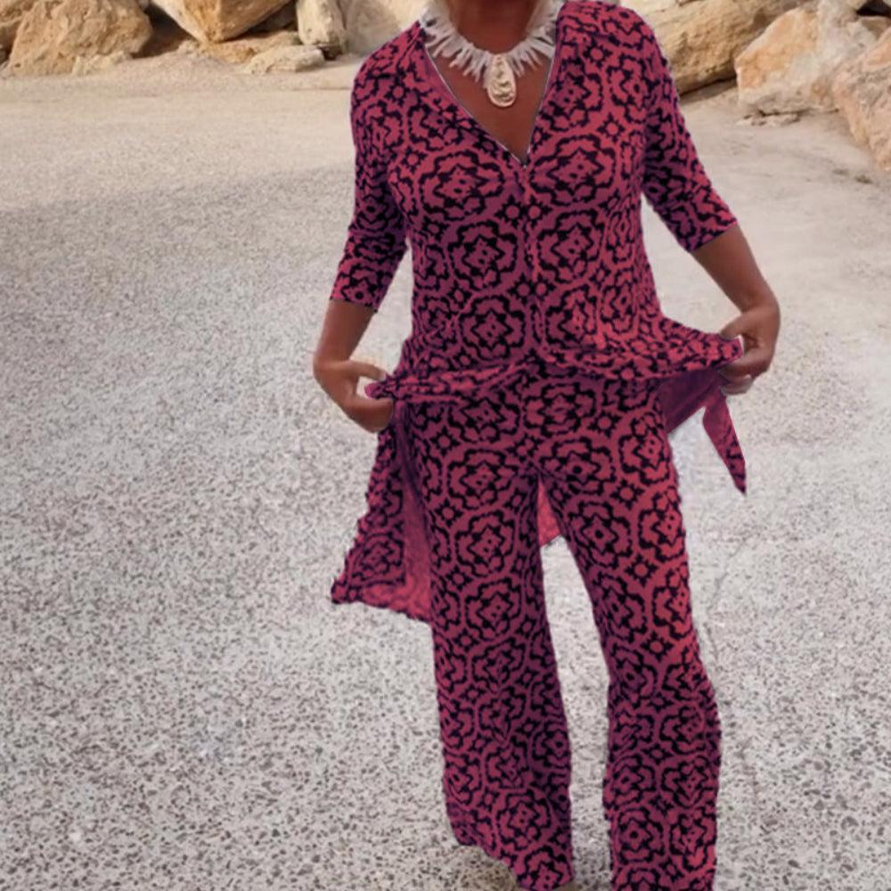 RetroChic™ | Vintage tweedelige damesoutfit met revers en knoopjes - Image 12