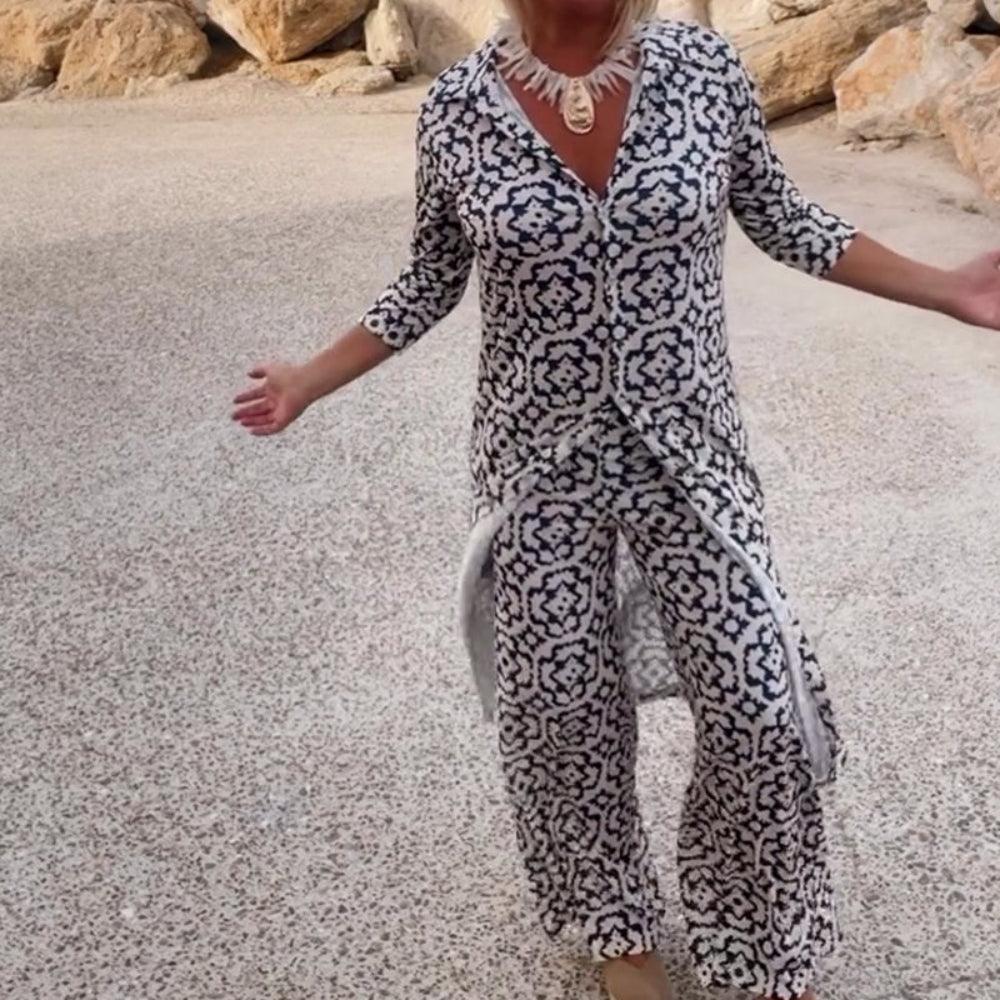 RetroChic™ | Vintage tweedelige damesoutfit met revers en knoopjes - Image 2
