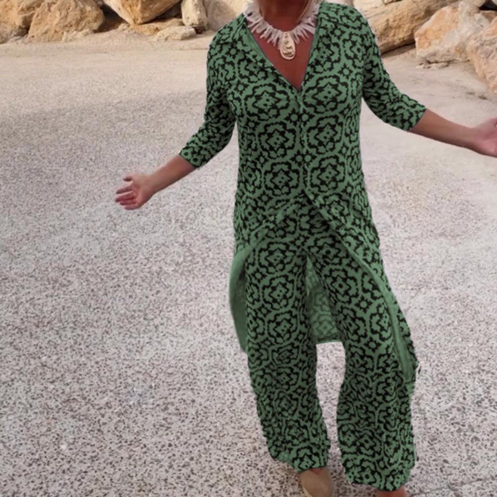 RetroChic™ | Vintage tweedelige damesoutfit met revers en knoopjes - Image 5