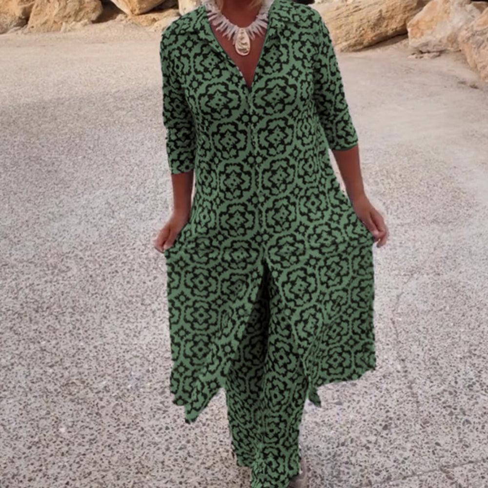RetroChic™ | Vintage tweedelige damesoutfit met revers en knoopjes - Image 6