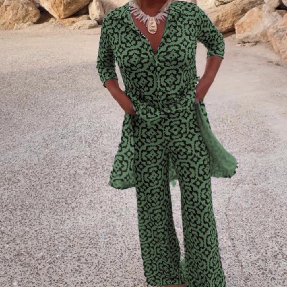 RetroChic™ | Vintage tweedelige damesoutfit met revers en knoopjes - Image 7