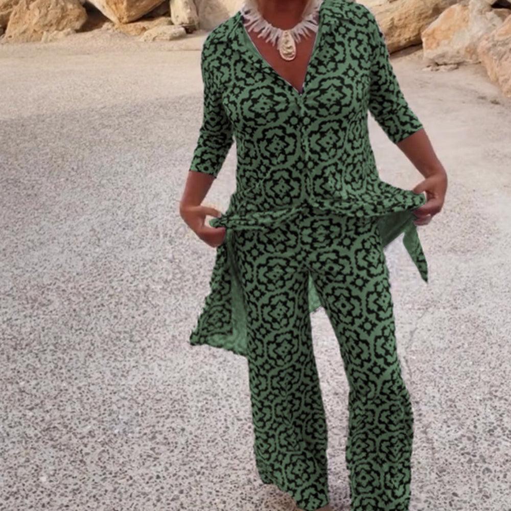 RetroChic™ | Vintage tweedelige damesoutfit met revers en knoopjes - Image 8