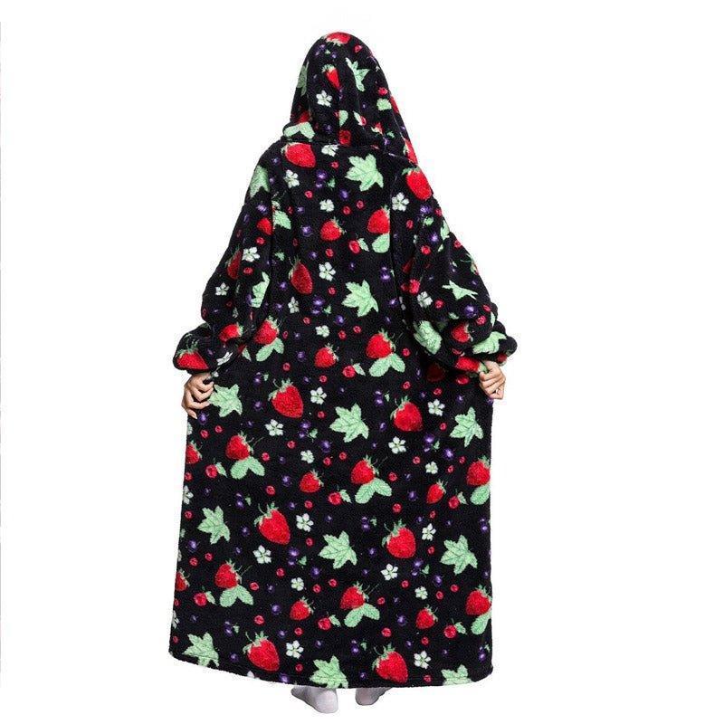 Shoodie Aardbei Extra Lang | Heb het nooit meer koud met deze warme fleece hoodie deken! - Image 3
