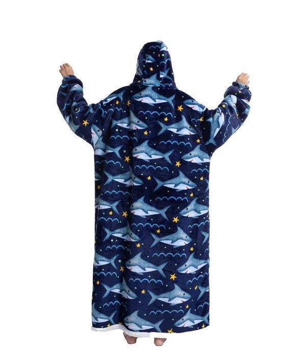 Shoodie Haai Donkerblauw XL | Heb het nooit meer koud met deze warme fleece hoodie deken!! - Image 4