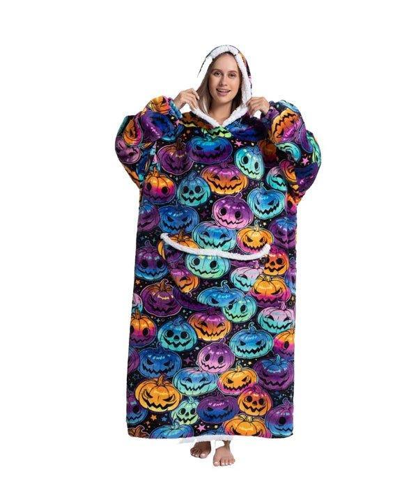 Shoodie Pompoen Extra Lang | Heb het nooit meer koud met deze warme fleece hoodie deken! - Image 3
