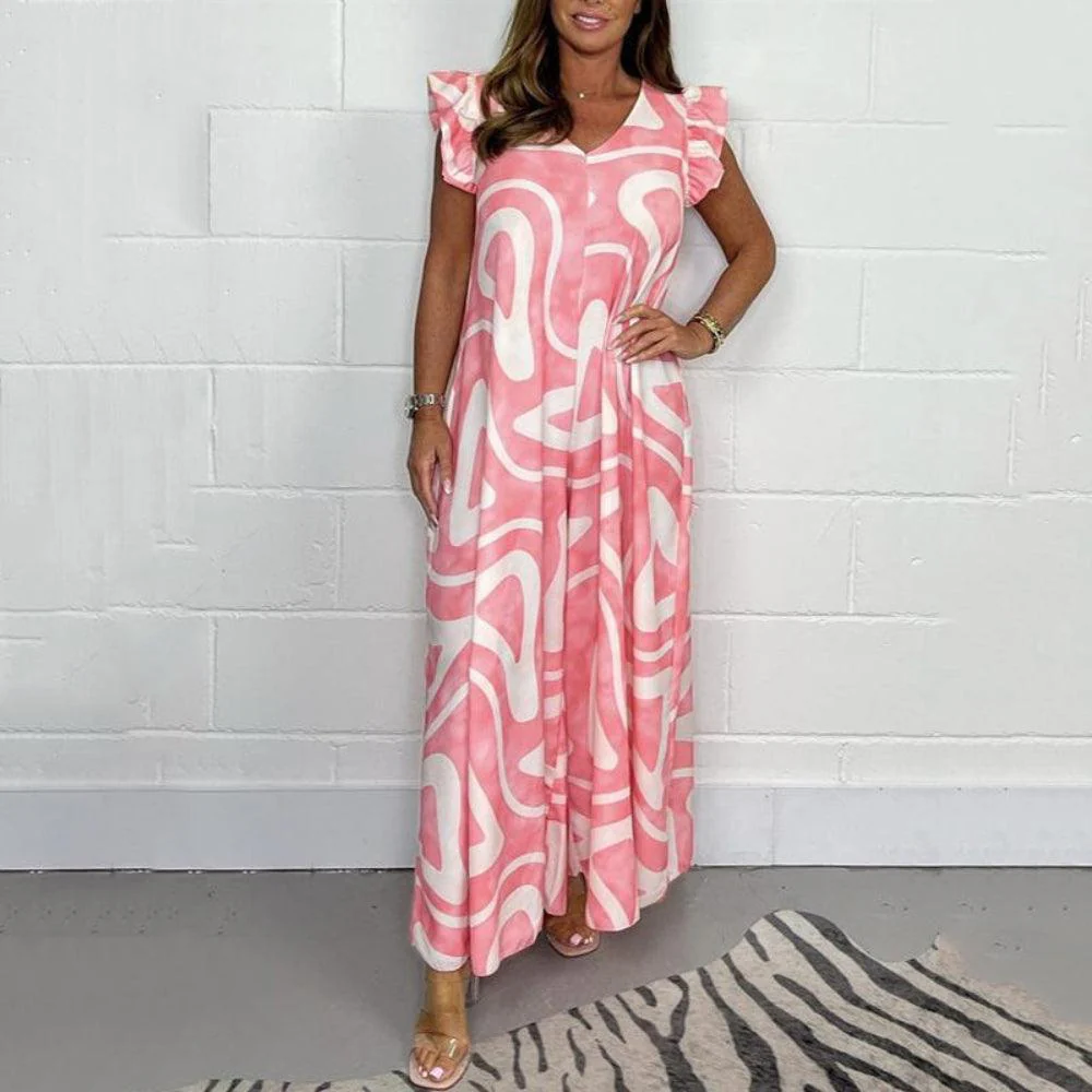 Verona | Dames zomer jumpsuit met wijde pijpen en ruches - Image 4